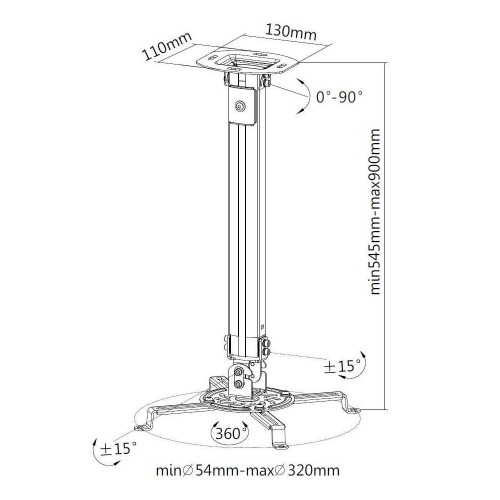 Uchwyt Sufitowy Do Projektora 54-90cm 13,5kg Srebrny